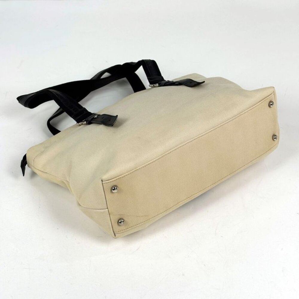 Yves Saint Laurent Logo Tote Bag Canvas Natural Black - Picture 2 of 9